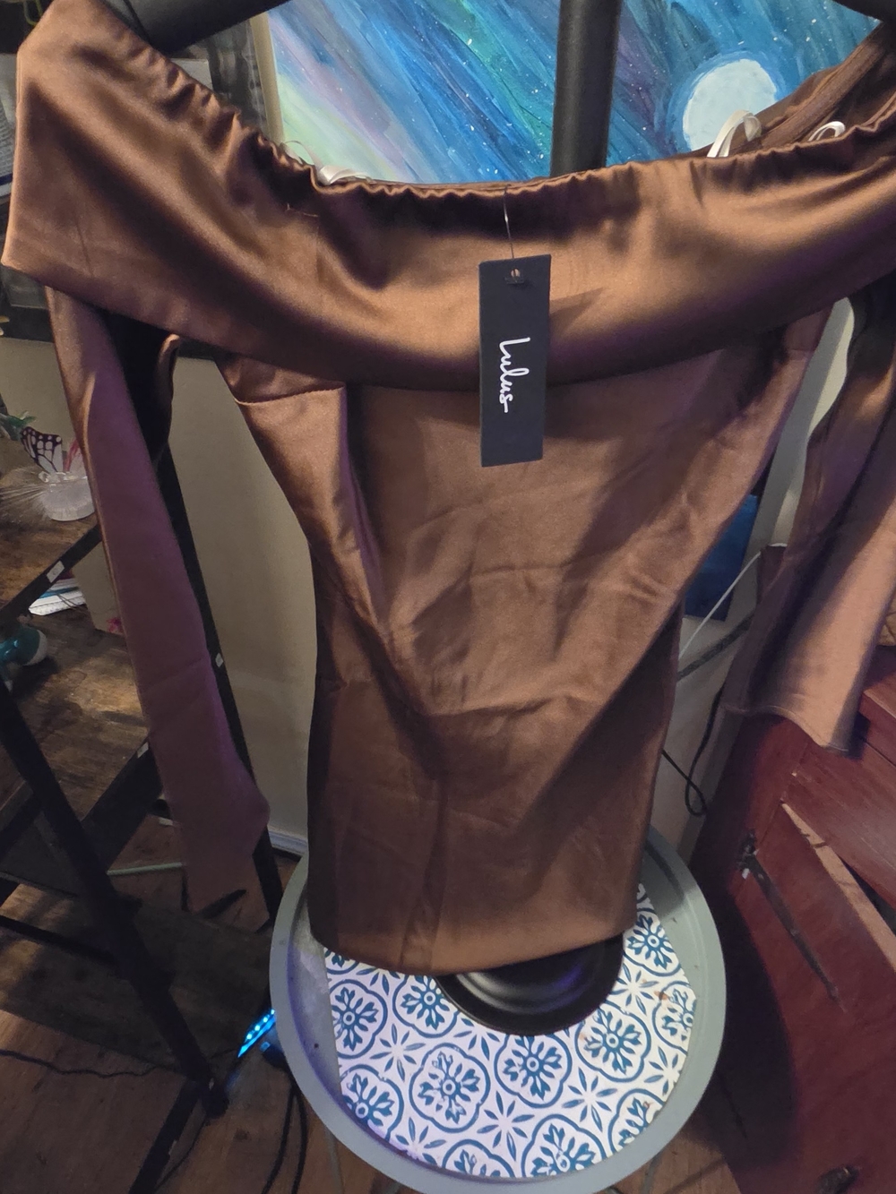 Lulu's Satin Midi Skirt in Bronze